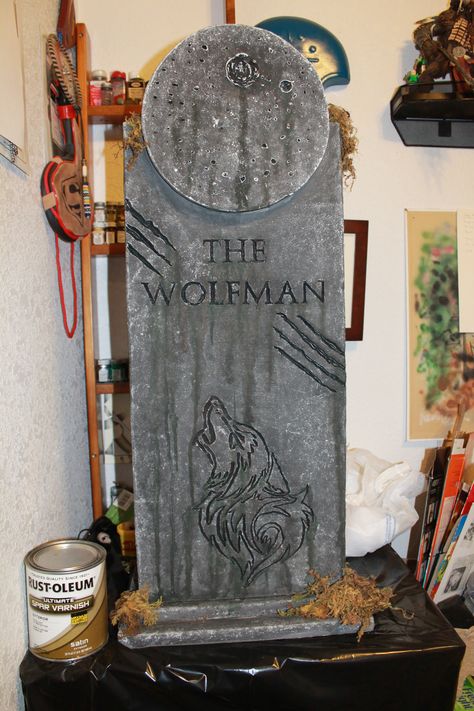 Wolfman Tombstone Colonel Mustard Clue, Halloween Headstone, Halloween Gravestones, Colonel Mustard, The Wolfman, Halloween Graveyard, Halloween Tombstones, Halloween Yard Decorations, Scary Halloween Decorations