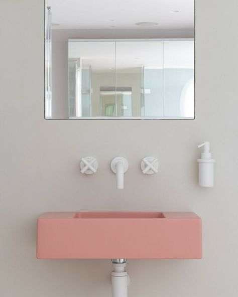 The History and Design of Pink Bathrooms: Ideas and Tips for a Modern Update - Inyouths Blog Pink Bathrooms, Pink Painted Walls, Pink Accent Walls, Standard Bathroom, Bathrooms Ideas, Geometric Shower Curtain, Gold Fixtures, Pink Images, Pink Tiles