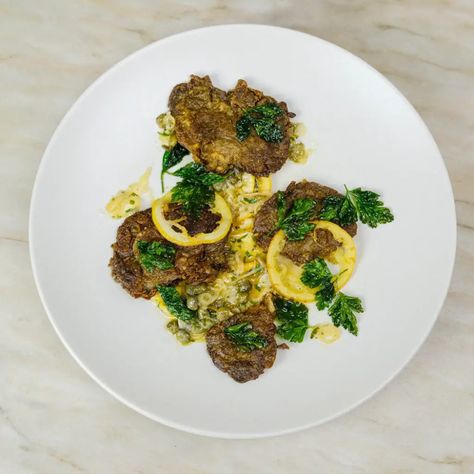 Crispy Oyster Mushroom Piccata - Those Vegan Chefs Mushroom Piccata, Piccata Sauce, Meatless Pasta, Dessert Pasta, Piccata Recipe, Entree Dishes, Brunch Desserts, Pasta Sides, Oyster Mushroom