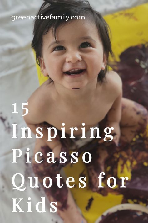 These inspiring Picasso quotes for kids share insights about life, personal development, and the power of our minds over our lives and reality. Art Quotes For Kids, Museum Quotes, Picasso Quotes, Famous Artist Quotes, Happy Kids Quotes, Toddler Quotes, Love My Kids Quotes, Picasso Quote, Toddler Drawing