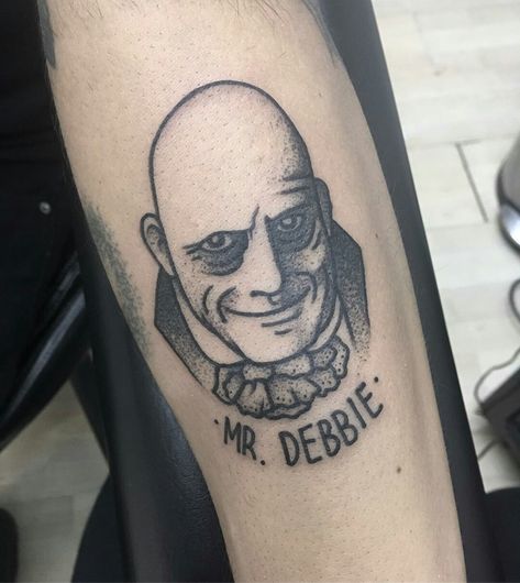 Uncle Fester Tattoo, Addams Family Tattoos, Addams Family Tattoo, Uncle Fester, Stencil Outline, Tattoo Stencil Outline, Tattoo Stencil, Family Tattoos, Black Work