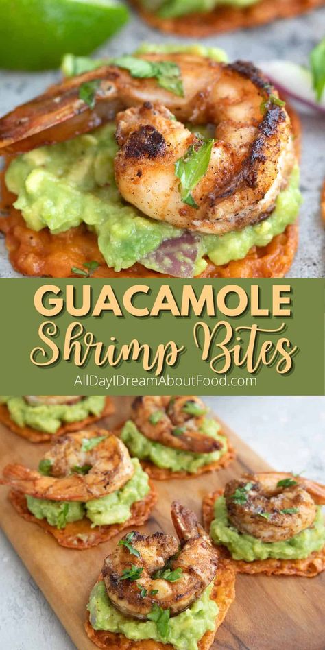 Serve these easy shrimp appetizers at your next party and watch them disappear! They taste like mini shrimp tostadas and are perfect for low carb and keto diets. Easy Shrimp Guacamole Bites, Avocado Shrimp Bites, Shrimp And Guacamole Recipes, Guacamole Shrimp Bites, Mini Shrimp Tostadas, Keto Party Food Appetizers, Easy Shrimp Appetizers, Keto Appetizers Easy, Carolyn Ketchum