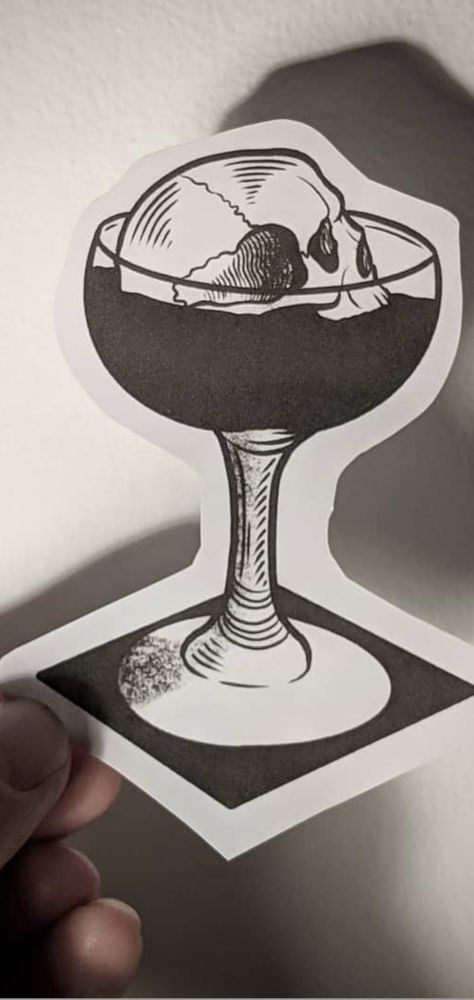 Traditional Wine Glass Tattoo, Wine Glass Tattoo, Glass Tattoo, Tattoo Black, School Tattoo, American Traditional, Old School Tattoo, Dia De Muertos, Black Tattoos