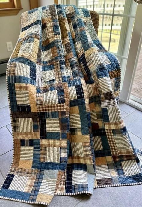 Homespun Quilts, Quilts For Men Patterns, Tie Quilts, Plaid Quilts, Charity Quilts, Shirt Quilts, Memory Quilts, Interesting Patterns, Pieced Quilts