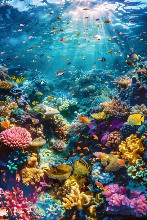 Coral Reef Photography, Schools Of Fish, Mermaid Background, Intro To Art, Ocean Underwater, Underwater Scene, Underwater Art, Ocean Floor, Pretty Phone Wallpaper