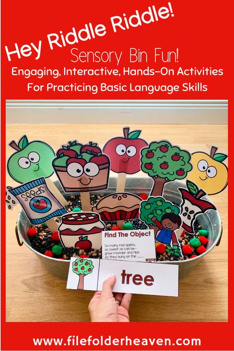 Fall Preschool Unit, Apples Activities, Sensory Bin Activities, Speech Therapy Themes, Fall Classroom Activities, Preschool Apple Theme, Fall Sensory Bin, Preschool Speech Therapy, Apple Preschool