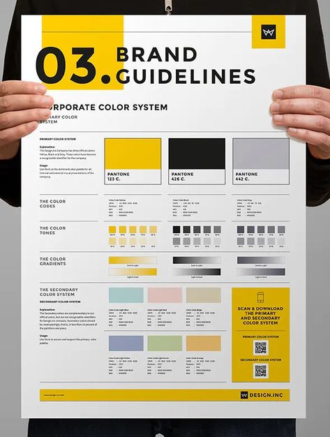 Brand Manual and Guidelines Posters Template INDD, EPS - A3 and US Tabloid Page sizes One Page Brand Guidelines, Brand Guide Template, Branding Guidelines Template, Brand Identity Poster, Branding Guidelines Design, Linktree Ideas, Brand Guidelines Design Layout, Manual Design Layout, Brand Manual Layout