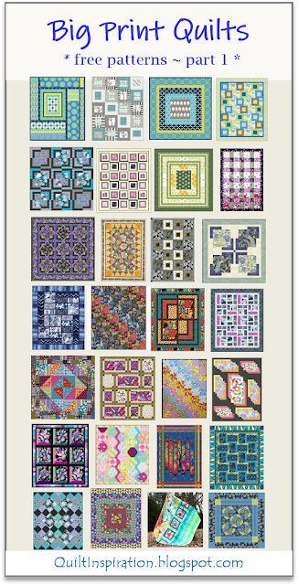 Quilt Inspiration: Free Pattern Day: Big Print Quilts! part 1 Quilt Patterns Using Large Scale Prints, Quilts Using Focus Fabric, Picture Frame Quilt Pattern, Quilt Patterns Large Print Fabric, Large Piece Quilts, Free Quilt Blocks Patterns Printables, Quilt Patterns For Large Scale Prints, Quilts For Large Print Fabrics, Big Print Quilts