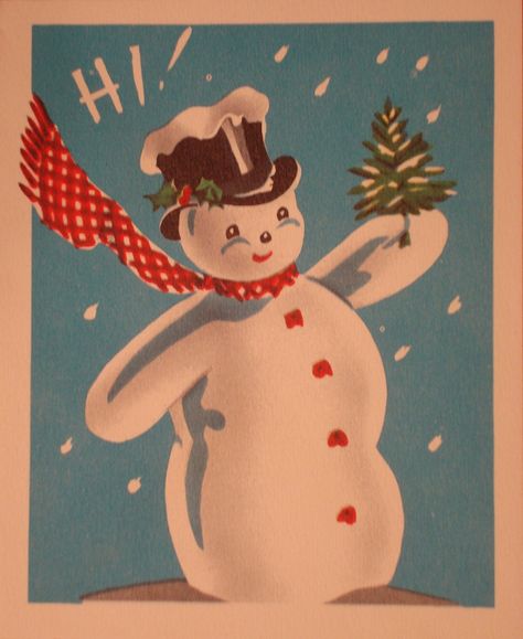 Retro Snowman, Vintage Holiday Cards, Vintage Snowman, Snowman Cards, Vintage Christmas Images, Christmas Graphics, Old Christmas, Old Fashioned Christmas, Christmas Memory