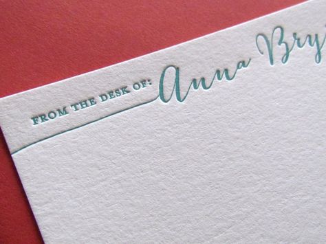 Letterpress From the Desk of Personalized Stationery, Set of 50 or more, Calligraphy Note Cards, paper, thank you, coworker gift, business Diy Cute Things, Notes To Write, Personal Stationary, Teacher Notepad, Personalised Stationery, Making Notes, Letterpress Design, Custom Stationary, Monogrammed Stationery