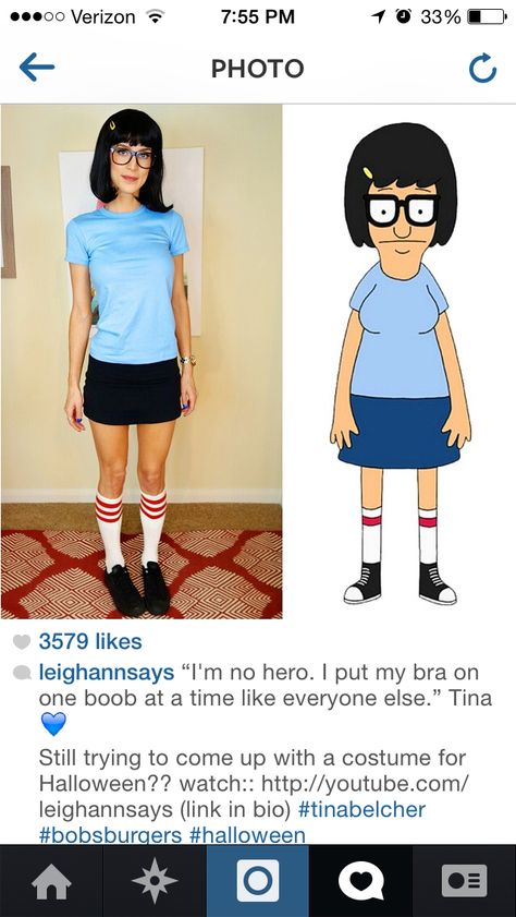 So doing this one year. Tina Halloween Costume, Bobs Burger Costume, Bobs Burgers Cosplay, Tina Bobs Burgers, Tina Belcher Costume, Bob's Burgers Halloween Costume, Bobs Burgers Costume, Bob's Burgers Halloween, Costumes With Glasses