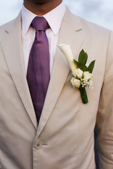 The boys'/mens' look for our wedding! They gonna look soooo fancy in they khaki and purple.. Suits Men Purple, Plum Bridesmaid, Purple Calla Lilies, Plum Bridesmaid Dresses, Wedding Tux, Mens Wedding Attire, Tan Wedding, Purple Bridesmaid, Purple Bridesmaids