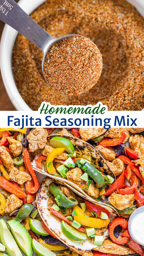 Are you tired of having to remember if you need to pick up packets of fajita seasoning? Then make your own! This easy homemade fajita seasoning recipe is made from spices you likely already have in your cabinet. Plus, you can customize it to match your flavor preferences. Beef Fajita Seasoning Recipe, Fajitas Chicken Seasoning, Authentic Fajita Seasoning, Fajita Seasoning Mix Recipe, Fajita Recipe Seasoning, Faita Recipes Seasoning, Diy Fajita Seasoning Easy, Homemade Fajita Seasoning Recipe, Ortega Taco Seasoning Recipe