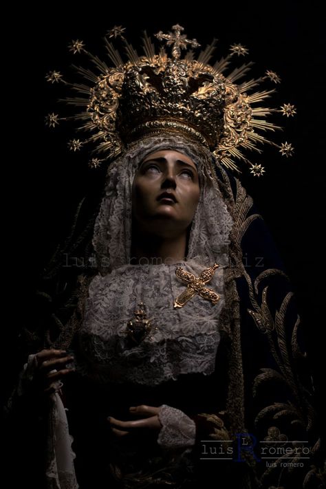 The Madonna Painting, Religious Imagery Horror, Dark Catholic Aesthetic, Maria Aesthetic, Mary On A Cross, The Satanic Bible, Madonna Statue, Catholic Wallpaper, Church Aesthetic