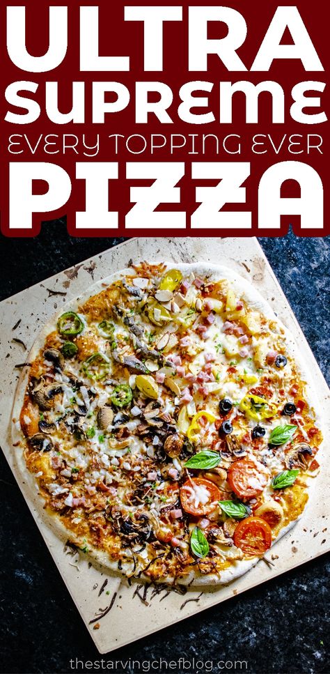 Supreme Pizza Toppings, Supreme Pizza Pasta, Supreme Pizza Pasta Bake, Deep Dish Pizza Ooni, Extra Pepperoni Pizza, Supreme Pizza, Pizza Bagels, French Onion Chicken, Healthy Italian