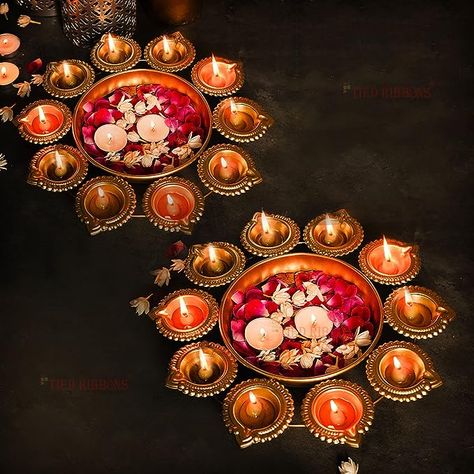 Bowl Flower Arrangement, Urli Bowl, Chettinad House, Wall Hanging Candle Holders, Floating Candle Holders, Ganesh Chaturthi Decoration, Name Decorations, Diwali Decoration Items, Diwali Decorations At Home