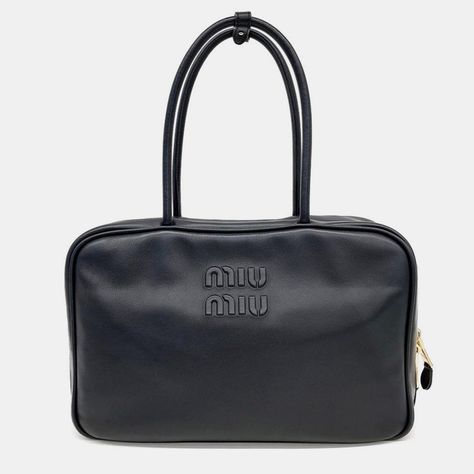 Miu Miu Embossed Logo Bowling Bag Miu Miu | The Luxury Closet Bowler Bag, Bowling Bag, Bowling Bags, Luxury Closet, Embossed Logo, Kuwait, Bowling, Emboss, Miu Miu