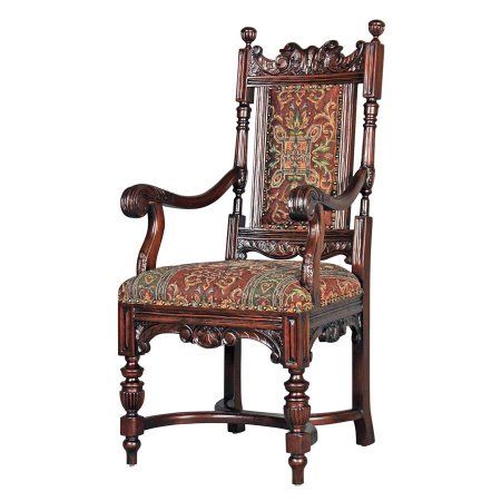 Grand Classic Edwardian Dining Armchairs, Brown Upscale Furniture, Dining Armchair, Solid Wood Dining Chairs, Design Toscano, Fabric Armchairs, Solid Mahogany, Dining Arm Chair, Wooden Chair, Side Chairs Dining