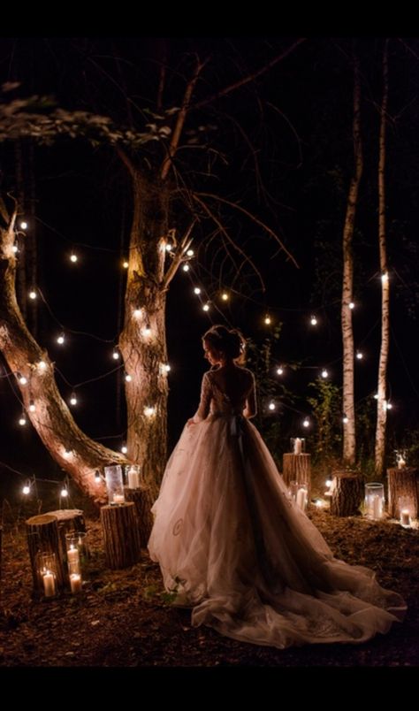 Night Wedding Photography Outdoor, Night Time Ceremony, Night Time Wedding Reception, Night Wedding Decorations, Dark Whimsical Wedding, Night Time Wedding Ceremony, Nikkah Theme, Moon Themed Wedding, Prey Predator