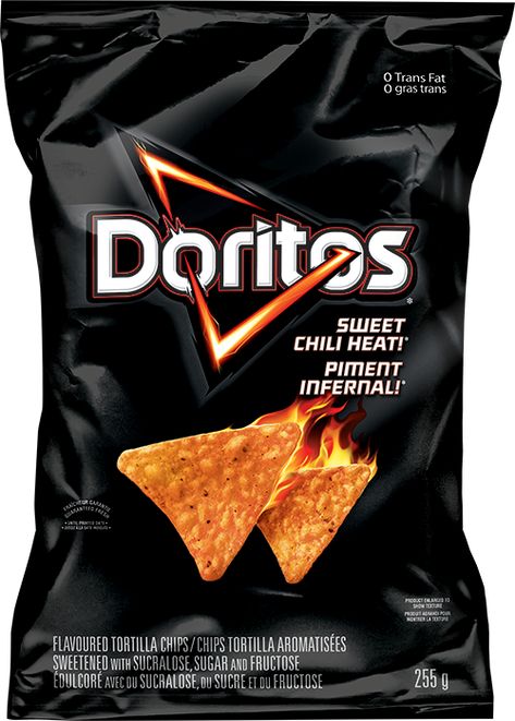 Enjoy a bold snacking experience with Doritos® Sweet Chili Heat!® flavoured tortilla chips. Savour the sweet bold crunch and wait for the heat to kick in. The sweet and savoury spiciness of these tortilla chips will delight your taste buds, making sharing with friends and family a must at your next party, or get-together. Doritos Png, Doritos Sweet Chili, Sweet Chili Doritos, Doritos Recipes, Spicy Queso, Hot Chips, Hot Chip, Food Png, Junk Food Snacks