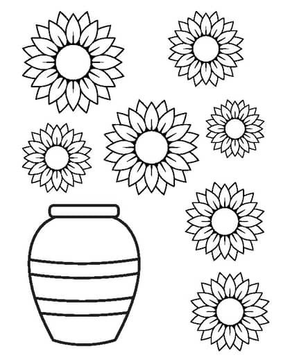 Van Gogh Sunflowers Art Project, Vase Of Sunflowers, Sunflower Coloring Pages, Halloween Art Projects, Sunflower Vase, Auction Projects, Van Gogh Sunflowers, Stencil Printing, Scissor Skills