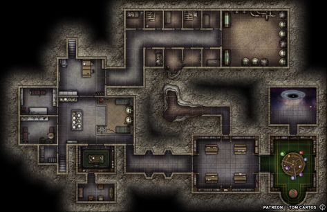 Cloning Lab - Free Version |  Tom Cartos auf Patreon Fallout Map, D20 Modern, Dungeon Room, Pathfinder Maps, Adventurer's Guild, Fallout Rpg, Laboratory Design, Sci Fi Rpg, Map Layout