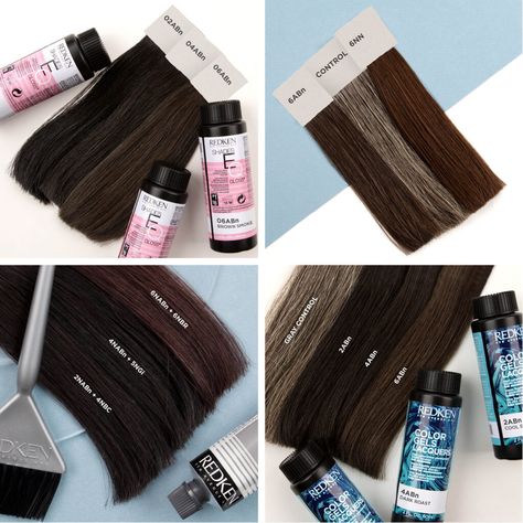 Redken Color Gels, Pelo Chocolate, Hair Color Swatches, Brown Hair Color Shades, Coffee Tips, Redken Hair Color, Redken Hair Products, Hair Color Chocolate, Redken Shades