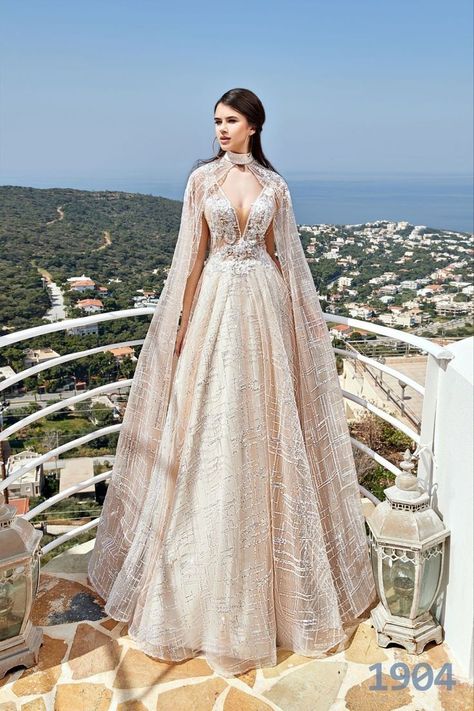 Amelia Princess, Sophisticated Wedding Gown, Illusion Lace Wedding Dress, Baju Kahwin, Different Wedding Dresses, Custom Wedding Dresses, Wedding Dresses A Line, Boho Wedding Gowns, Sparkly Wedding Dress