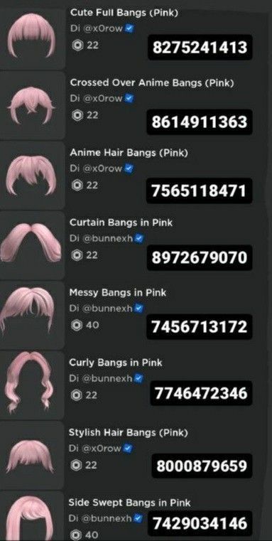 Roblox Pink Bangs Code, Roblox Codes For Hair Pink, Pink Hair Berry Avenue Codes, Berry Avenue Codes Pink Hair, Bangs Code, Pink Short Hair, Brookhaven Codes, Pelo Cafe, Roblox Hair