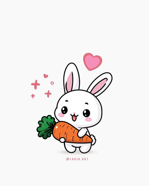 Meet our fluffy friend, the carrot-crazy bunny! With ears up and eyes gleaming! 🐇 Chibi Bunny, Chibi Art, Cute Bunny, Art