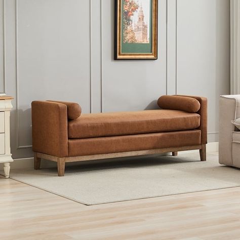 66.34"W Elegant Upholstered Bench, Daybed,Ottoman with Wood Legs & 2 Bolster Pillows for End of Bed, Bedroom - Bed Bath & Beyond - 41260564 Boucle Bench, Fluted Wood, Velvet Bedroom, Upholstered Bench Seat, Bedroom Ottoman, Spring Frame, Bolster Pillows, Wood Details, Vintage Bench