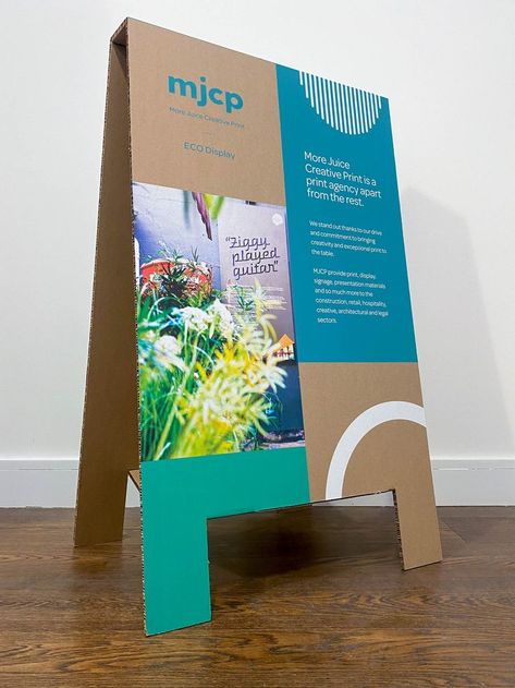 Direct printed using green inks and using an ethically sourced sustainable material Sustainable Signage Design, Sustainable Event Ideas, Display Merchandise Ideas, Sustainable Event Design, Sustainable Booth, Sustainability Exhibition, Exposition Ideas, Conference Signage, Sustainable Event