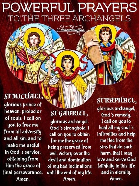 Three Archangels, Folk Catholicism, Catholic Saints Prayers, Rosary Prayers Catholic, Three Angels, Archangel Prayers, Holy Holy, St Faustina, Catholic Beliefs