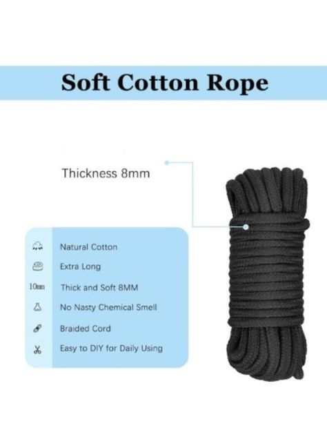 Natural Cotton Rope is very soft to the touch, and easy to tie knots and splice., This rope can be used for camping, tying luggage, bedroom fantasies, DIY dog rope toys, cat rope toys, games, sewing, etc. thick cotton rope., Made of premium cotton material, the rope is sturdy but soft to the touch. It won't chafe or stretch your skin. Thick cotton rope.