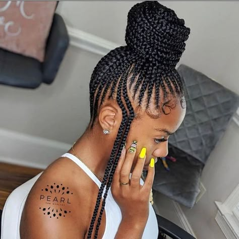 Braided Bun Styles, Cornrow Ponytail, Hair Braiding Styles, African Hair Braiding, Braided Bun Hairstyles, Feed In Braids Hairstyles, Feed In Braids, African Hair Braiding Styles, Braiding Styles