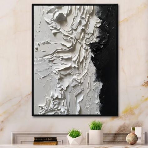 Designart "White And Black Tranquility Unleashed I" Abstract Marble Framed Canvas Wall Art - On Sale - Bed Bath & Beyond - 38004009 Opt Art, Marble Frame, Acrylic Wall Decor, Black Picture Frames, Gold Picture Frames, Black Abstract, Acrylic Wall Art, Framed Canvas Wall Art, Diy Canvas