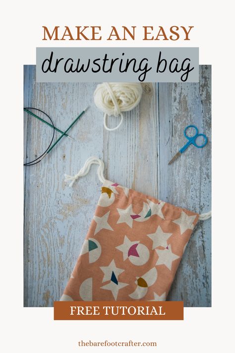 a free and easy tutorial to make a simple DIY drawstring bag, with instructions to adjust to any size required. Quick Drawstring Bag, Drawstring Pouch Sewing Pattern, Draw String Bags Patterns, Easy Drawstring Bag Tutorial, How To Make A Drawstring Bag, Sewing Drawstring Bag, Drawstring Bag Pattern Free, Easy Drawstring Bag, Simple Drawstring Bag