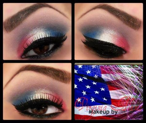 ;th Of July Makeup Ideas #Beauty #Musely #Tip July Makeup, 4th Of July Makeup, Pretty Eye Makeup, Makeup Tumblr, 4th Of July Nails, Holiday Makeup, Makeup Tutorials, Eye Make, Pretty Eyes