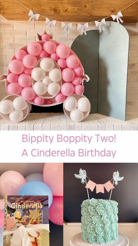 Bippity Boppity TWO- A Cinderella Themed Birthday Party - traditionallycozy.com Cinderella Princess Party, Bibbity Bobbity Two Birthday, Bippity Boppity Two, Bippity Boppity Two Party, Bibbidi Bobbidi Two Birthday, Cinderella Birthday Cake, Second Birthday Cakes, Donut Themed Birthday Party, Cinderella Birthday Party