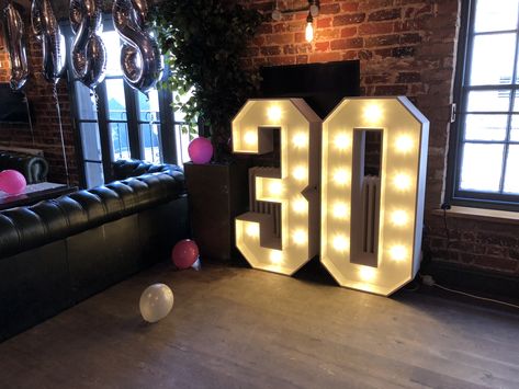 30 Light Up Numbers, Big Light Up Numbers, Surprise Party Decorations, Maidstone Kent, 30th Birthday Party Decorations, Birthday 30, Giant Letters, 30th Party, Number 30