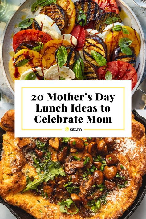 Mother’s Day wouldn’t be complete without an impressive lunch to celebrate mom. Below is a collection of recipes that will help you show lots of love to the moms in your life, including caprese salads, creamy Alfredo-like pastas, juicy meatloaf burgers, and a big savory pancake for the table. Mothers Day Lunch Ideas, Mother’s Day Lunch, Mother’s Day Dinner, Greek Yogurt Pasta, Chicken Caesar Salad Wraps, Meatloaf Burgers, Seafood Lunch, Fresh Mango Salsa, Bacon Pizza