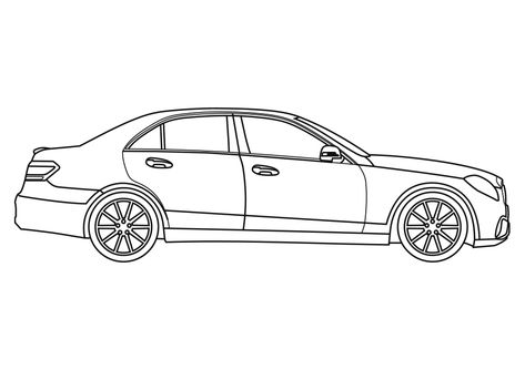 Dibujo para colorear un coche turismo Mercedes E 63. Mercedes E 63 car coloring page. Mercedes E63, Cls 63 Amg, Mercedes Gl, Football Drawing, Outline Drawings, Car Colors, Audi Tt, Audi A3, Coloring Page