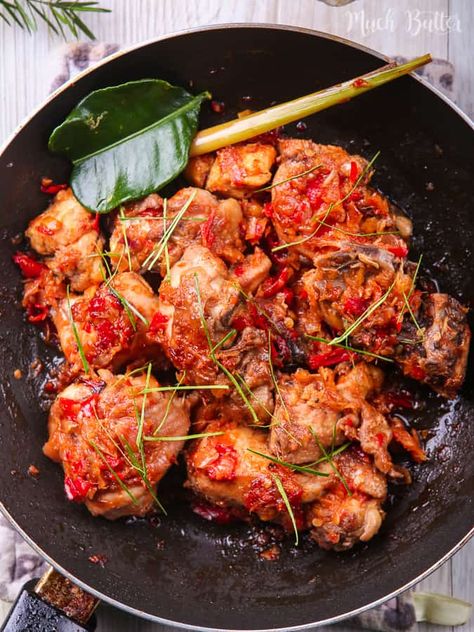 Indonesian Spicy Chicken - Ayam Rica-rica - Much Butter Balinese Food, Foreign Recipes, Takeout Recipes, North Sulawesi, Fusion Recipes, Berbuka Puasa, Spicy Dishes, Malaysian Food, Andouille