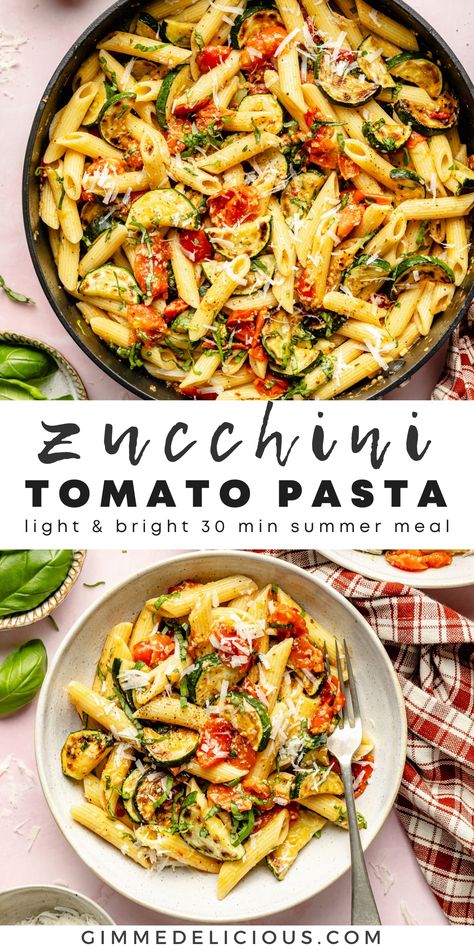 Tomato Zucchini Pasta Healthy Dinner Recipes For Family No Meat, Healthy Tomato Zucchini Pasta, Spagetti Zucchini Recipes, Pasta Ideas Vegetarian, Pasta Sauce With Vegetables, Easy Meals With Zucchini, Lunch With Zucchini, Light Veggie Dinner Recipes, Simple But Healthy Dinners