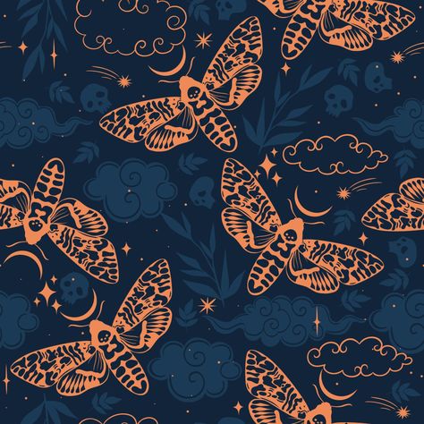 Seamless pattern with moths and starry sky. Vector graphics. Smash Book Inspiration, Moth Pattern, Sky Vector, Website Backgrounds, Star Butterfly, Book Inspiration, Starry Sky, Social Media Graphics, Vector Graphics