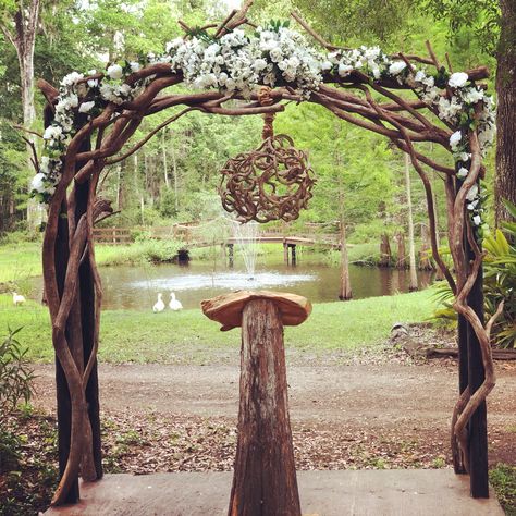 All-Inclusive vs À La Carte Wedding Packages - Cypress Creek Event Venue Witchy Wedding Arch, Woodland Wedding Arch, Enchanted Forest Wedding Arch, Twig Arch, Faerie Wedding, Enchanted Wedding Dress, Witchy Wedding, Wiccan Wedding, Lotr Wedding