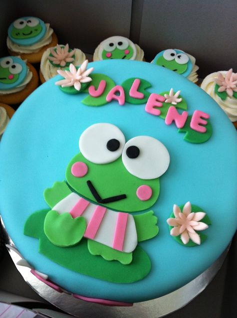 Keroppi birthday cake Keroppi Birthday Cake, Kerropi Birthday, Keroppi Birthday Party Ideas, Keroppi Party, Keroppi Birthday, Keroppi Cake, Frog Food, Frog Cupcakes, Happy Birthday Wishes Song