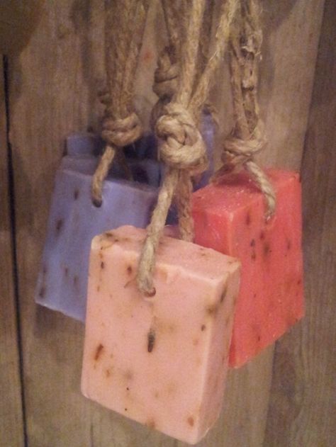 Find this Pin and more on Soap by pamelalalalala. Savon Diy, Săpunuri Handmade, Soap Display, Soap On A Rope, Soap Making Recipes, Pretty Soap, Soap Shop, Homemade Soap Recipes, Homemade Bath Products