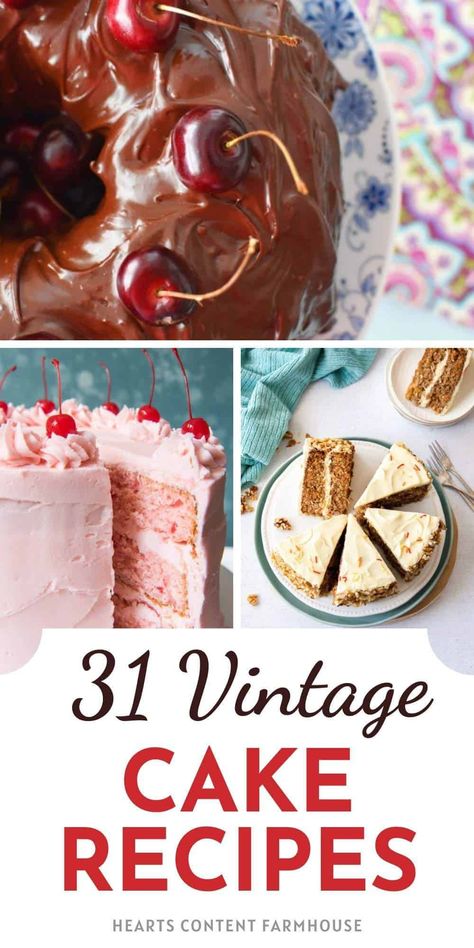 31 Old Fashioned Cake Recipes Inspired by Grandma's Kitchen Vintage Cake Flavors, Classic Cakes Vintage, Boil Cake Recipes, Vintage Cake Recipes Homemade, Old Time Dessert Recipes, Vintage Birthday Cake Recipe, Retro Dessert Recipes, Unusual Cakes Recipes, Homemade Layer Cake Recipes