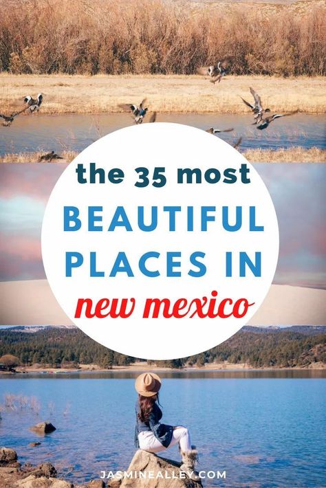 These 35 most beautiful places in New Mexico will show you why it's called "The Land of Enchantment." Prepare to be amazed and filled with wanderlust! Tesuque New Mexico, New Mexico Travel Beautiful Places, Tularosa New Mexico, New Mexico Bucket List, New Mexico Travel Road Trips, New Mexico Road Trip Map, Places To Visit In New Mexico, Arizona New Mexico Road Trip, New Mexico Gardening